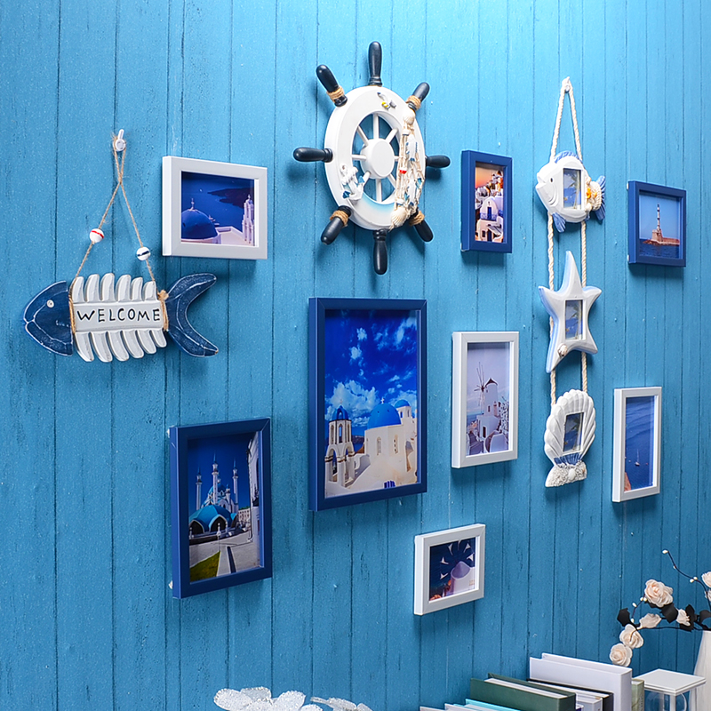 韩式餐厅创意组合照片墙欧式简约相框地中海挂相片客厅现代装饰