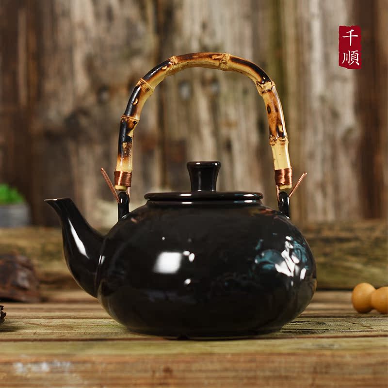 功夫茶品茶壶冲茶煮茶烧水壶加厚陶瓷耐高温日式陶壶茶具煮茶器