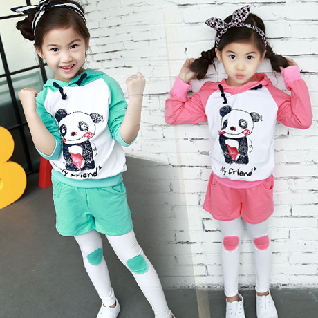 女童秋装套装两件套韩版童装儿童春秋运动卡通卫衣套装