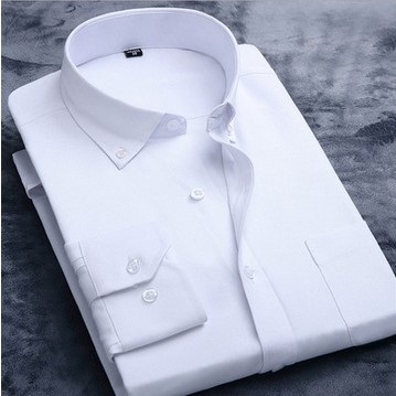 秋季款立领男士长袖衬衫男装商务休闲韩版白色免烫衬衣绅士正装潮