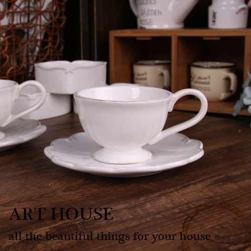 欧式白色简约做旧浮雕陶瓷咖啡杯 英式红茶杯 奶茶杯 咖啡壶