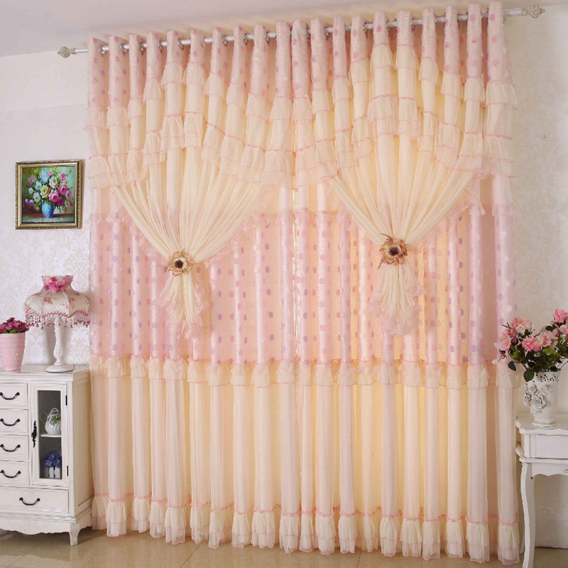 韩式成品蕾丝浪漫结婚窗帘窗纱公主卧室客厅遮光飘窗