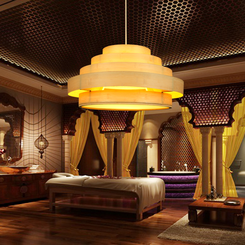 东南亚吊灯创意个性餐厅灯泰式风格酒店会所美容院装饰灯具木皮灯