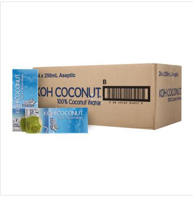 酷椰屿 100%纯椰子水250ml*24盒 整箱 泰国进口 限区配送