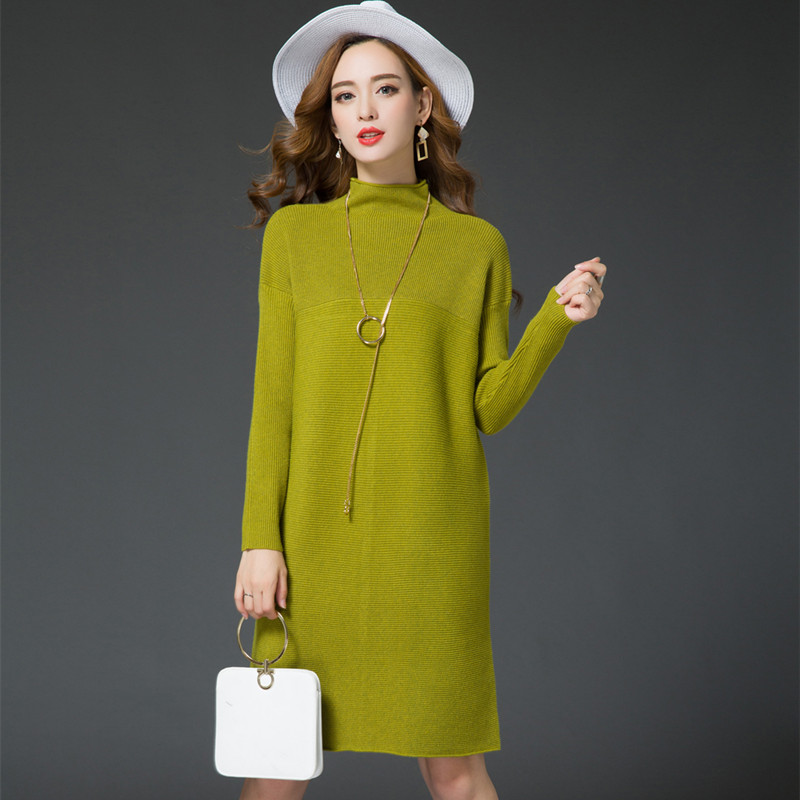 2016秋冬新款女装韩版针织衫女套头毛衣中长款加厚大码打底羊绒衫