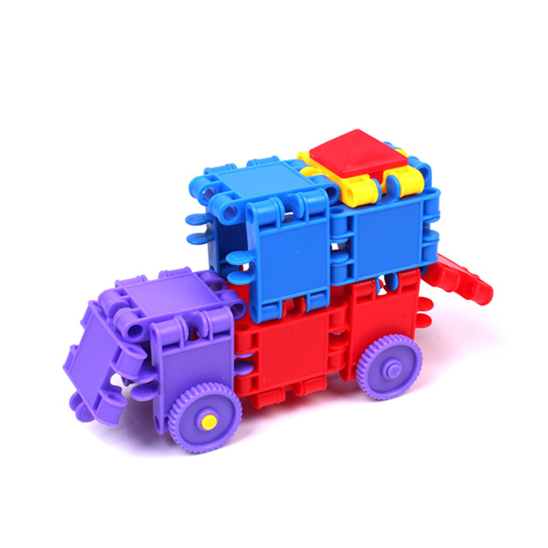儿童拼插方块嘟嘟赛车 塑料拼装组合积木 幼儿园早教益智玩具批发