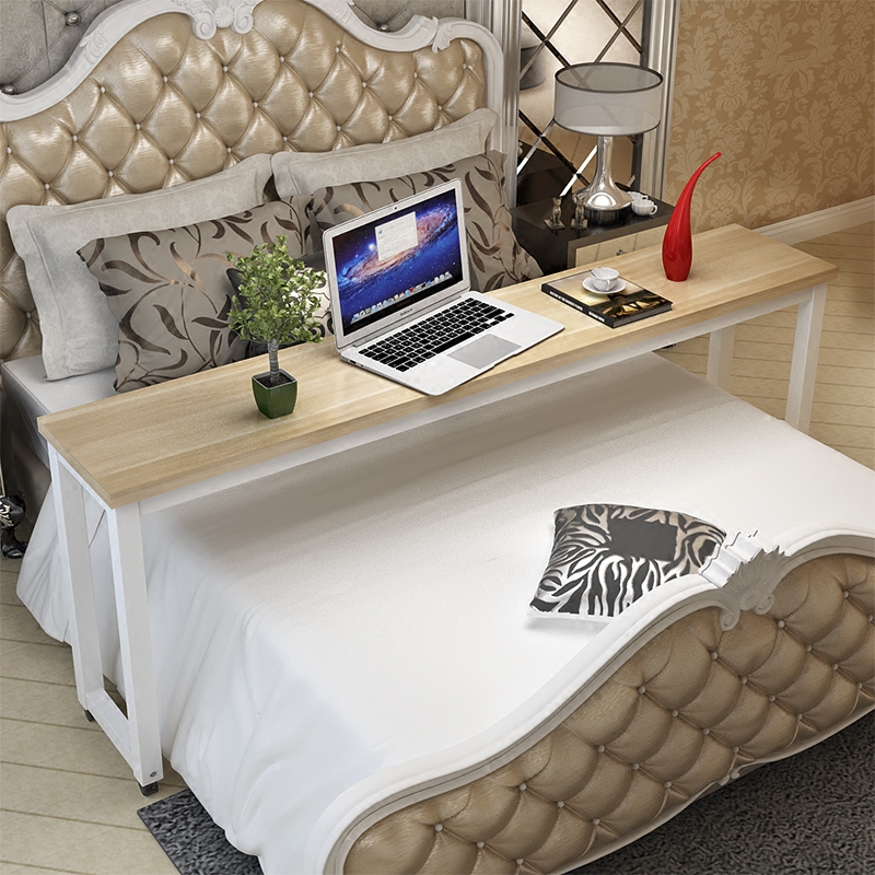 家用台式双人电脑桌跨床笔记本电脑桌可移动床上用桌懒人床边书桌