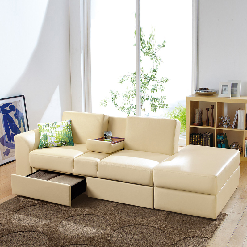 北欧日式多功能沙发组合 小户型客厅中厚皮沙发可储物收纳沙发床