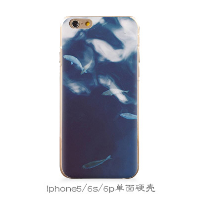 iphone6手机壳iphone5s壳苹果6plus超薄藏蓝幻影鱼硬壳套原创意潮