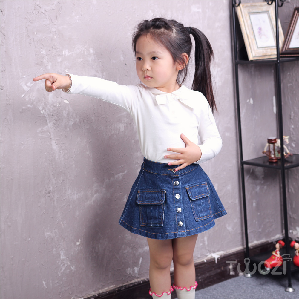 TWOZI 韩国品牌春款女童半身裙短裙 牛仔裙儿童裙子短裙