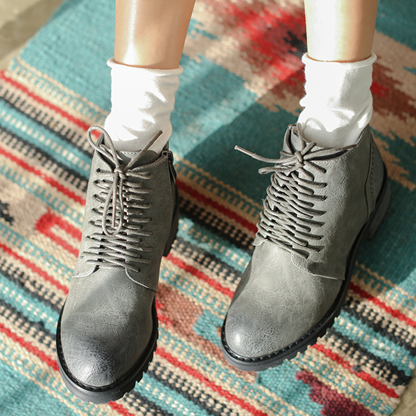 2016新款马丁靴英伦欧美风厚底中跟前系带短筒切尔西短靴女女靴潮