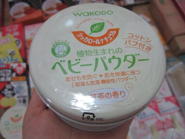 日本代购正品和光堂爽身粉新生儿痱子粉植物红茶香味不含滑石粉
