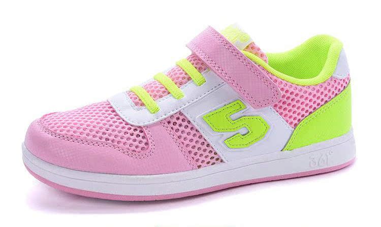 春夏季儿童运动鞋粉紫色学生鞋单网面镂空波鞋女童鞋透气大童鞋