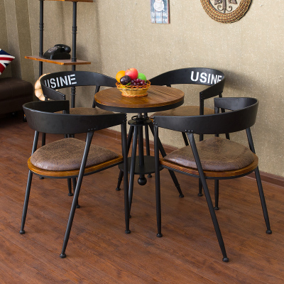 美式复古铁艺咖啡厅休闲吧桌椅户外酒吧吧台桌椅阳台实木桌椅组合