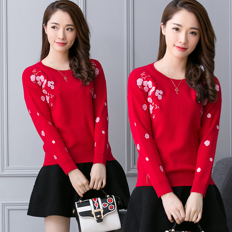 秋款套装女装2016韩版新款毛衣刺绣时尚套装裙针织两件套连衣裙女