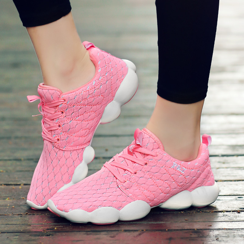 2016春季新款 韩国粉色健身鞋女鞋时尚休闲运动鞋平底单鞋跑步鞋
