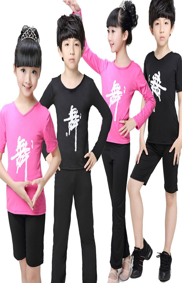 新款女童舞蹈服装 练功服中国舞短袖衣儿童演出服氨纶莱卡棉