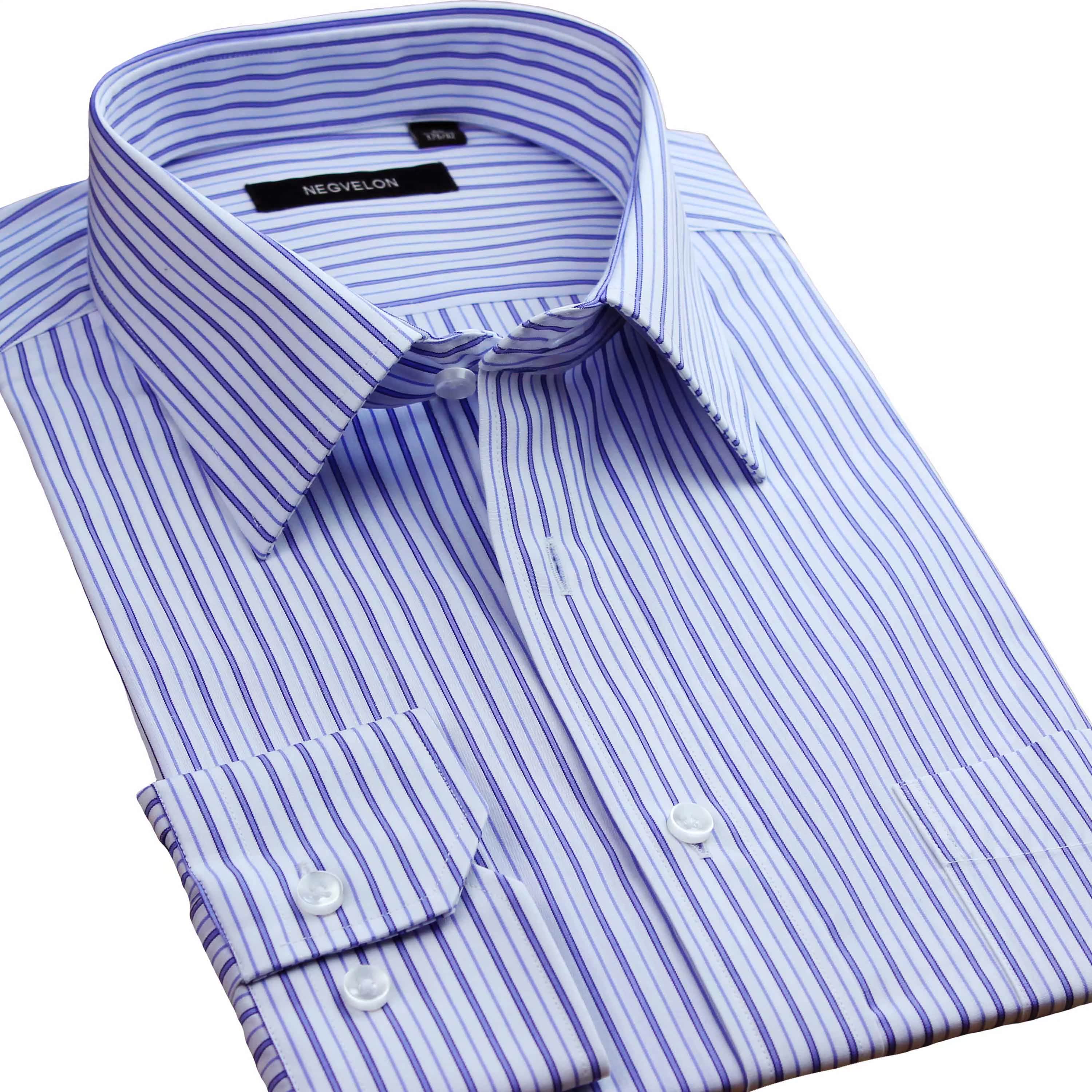 断码特价5400北京绅士雷格维朗紫白条衬衫商务正装男长袖衬衫包邮