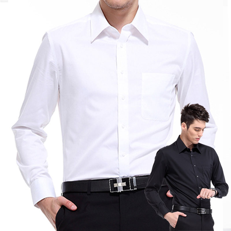 职业装纯色白衬衫男长袖衬衣薄款工作服韩版商务中年男士寸衫秋款