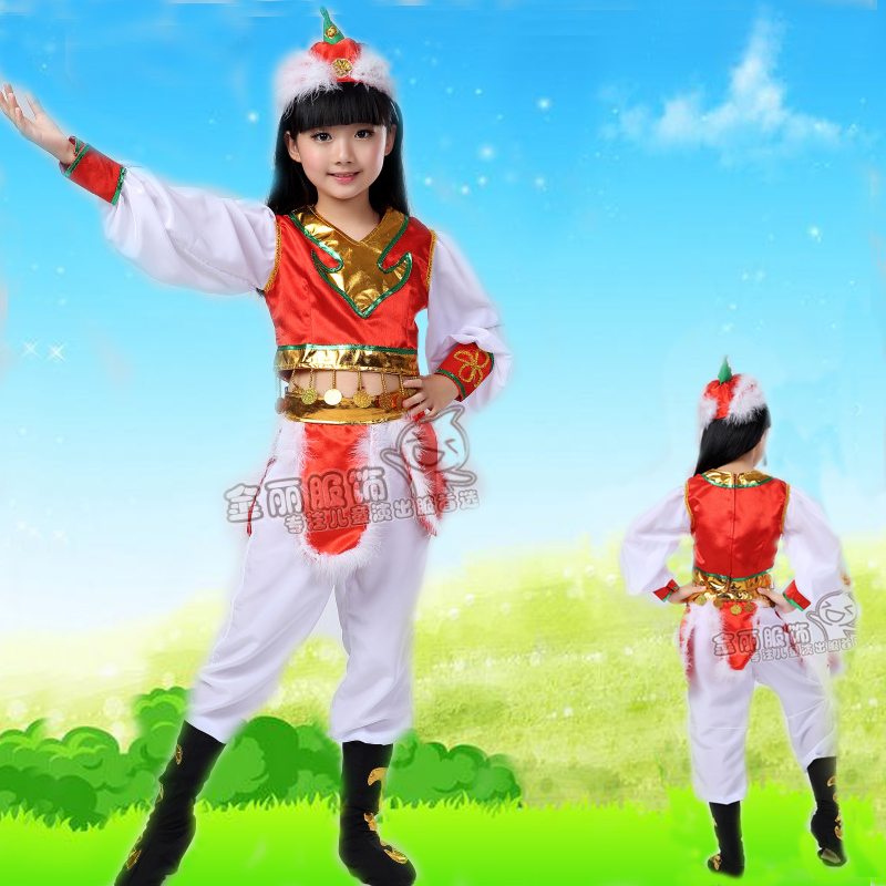 少儿演出服儿童表演服民族服蒙族服女童筷子舞蹈服幼儿蒙古舞服装