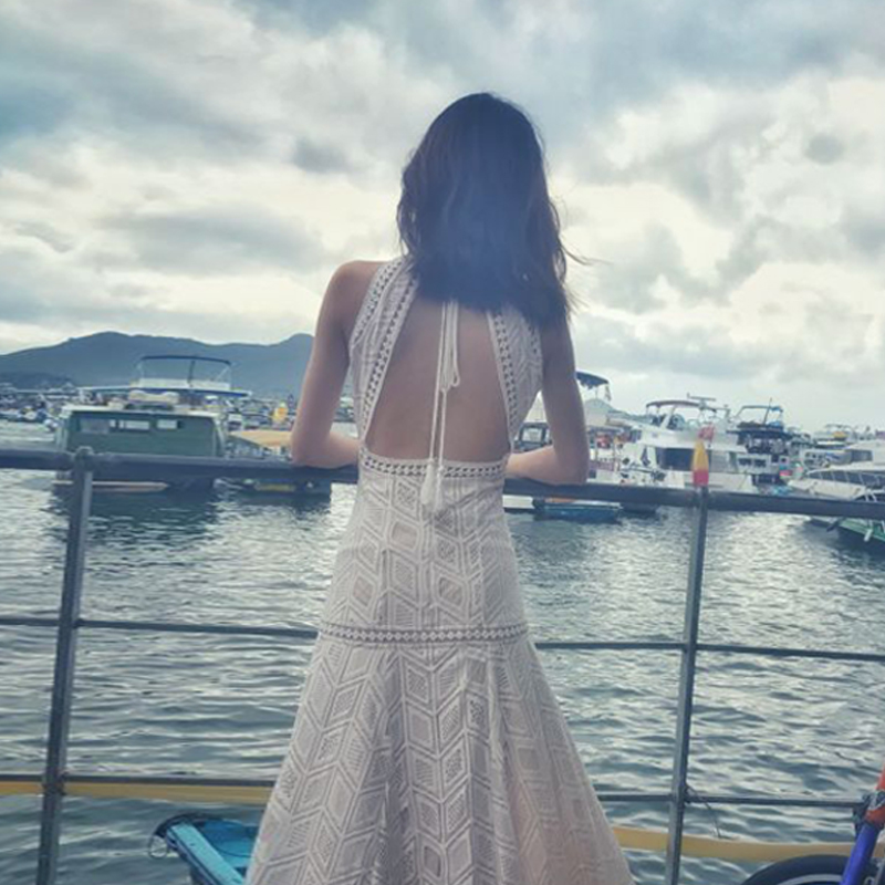 泰国连衣裙女夏2017新款显瘦性感蕾丝露背长裙巴厘岛海滩裙沙滩裙