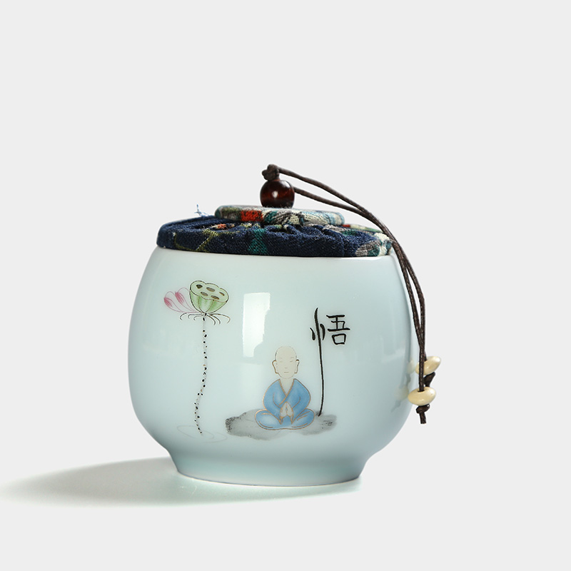 陶瓷醒茶罐 青瓷迷你茶叶罐 普洱密封茶盒茶仓储物罐小号茶缸特价