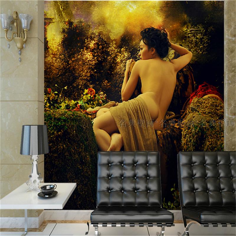 墙纸欧式油画壁纸大型壁画世界名画人体艺术美女少女宾馆餐厅酒吧