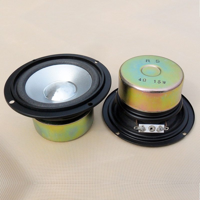 包邮3.5寸4欧15W全频喇叭HIFI音响音箱配件烤漆PV盆防磁圆扬声器