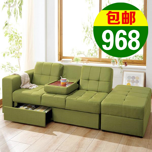 日式布艺沙发小户型客厅卧室多功能可折叠储物两用沙发床可拆洗
