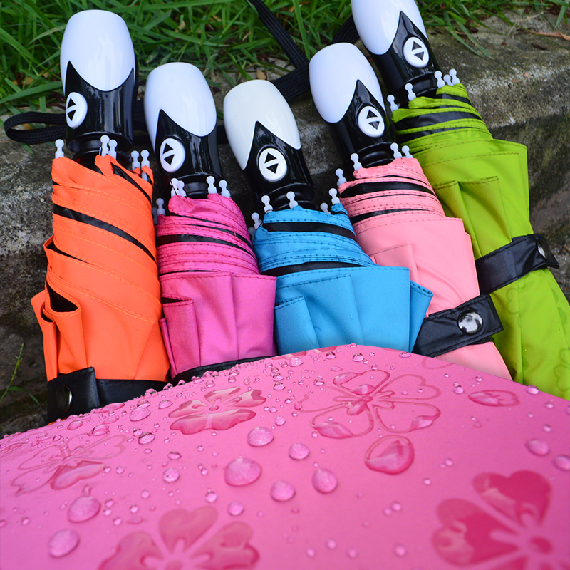 派士特遇水开花雨伞防晒黑胶防紫外线晴雨两用三折叠女士遮阳伞