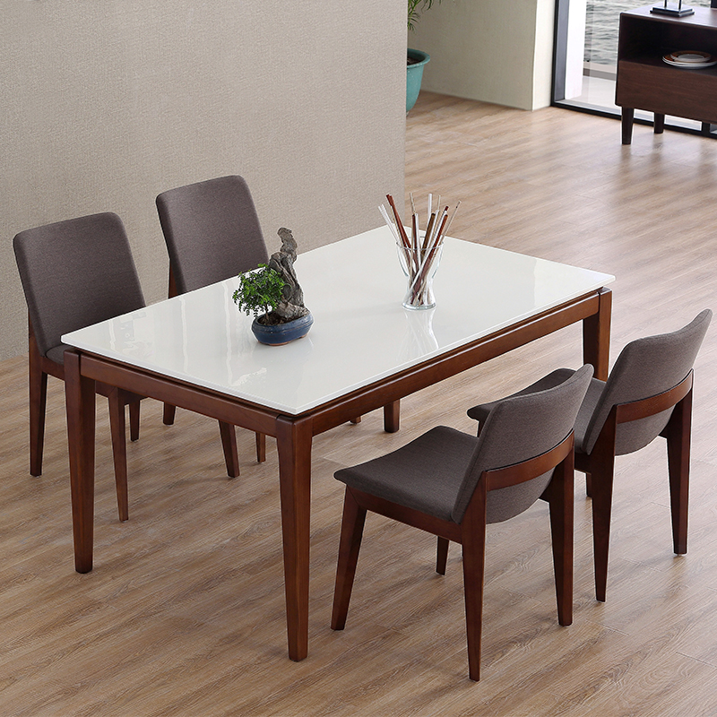 现代大理石餐桌椅水曲柳全实木餐桌组合小户型餐桌北欧长方形饭桌