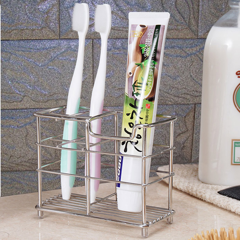 不锈钢台式牙刷架牙膏架 卫生间多功能洗漱架 牙具座直立收纳架子