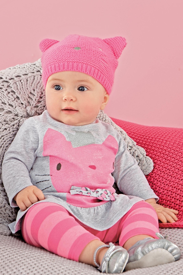 【现货】英国代购童装NEXT秋冬女宝宝猫咪长上衣和打底裤套装