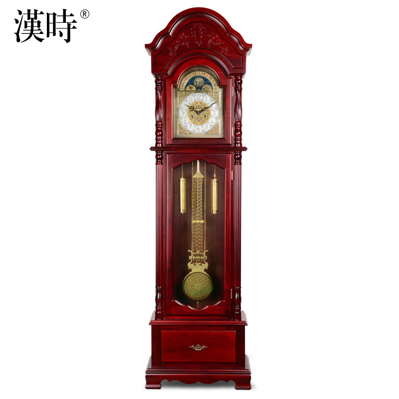汉时欧式酒店落地钟客厅静音时钟创意立钟机械实木座钟摆钟HG8188