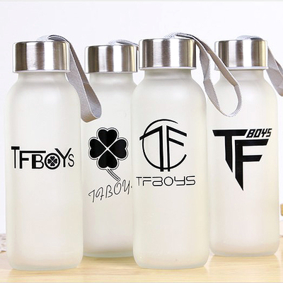 新款EXO水杯TFBOYS磨砂玻璃杯带盖创意可爱便携杯子学生女生水瓶