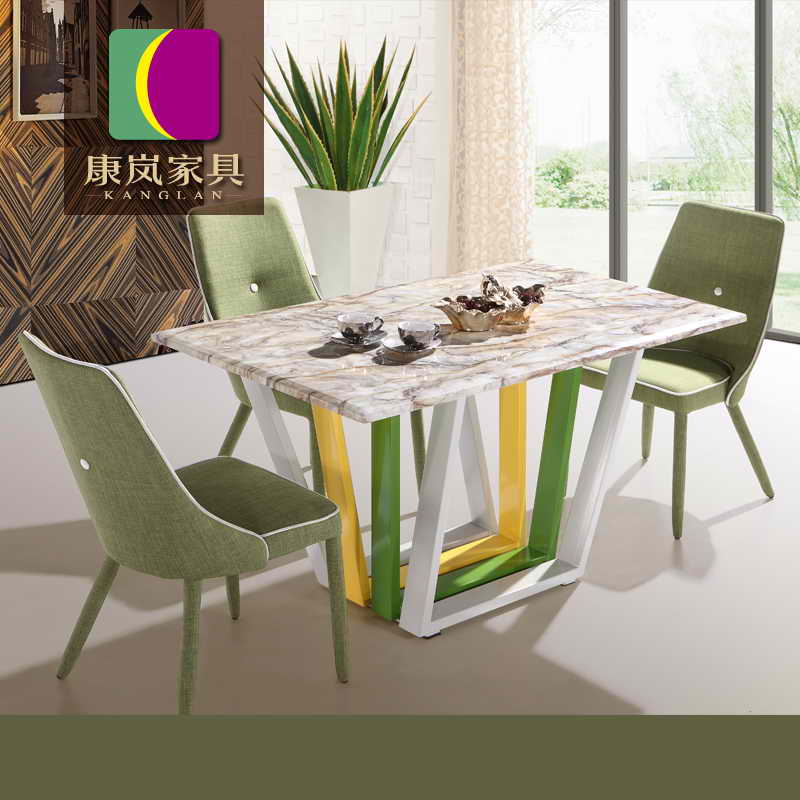 康岚家具长方形大理石餐桌椅组合简约现代小户型餐厅桌椅新款包邮