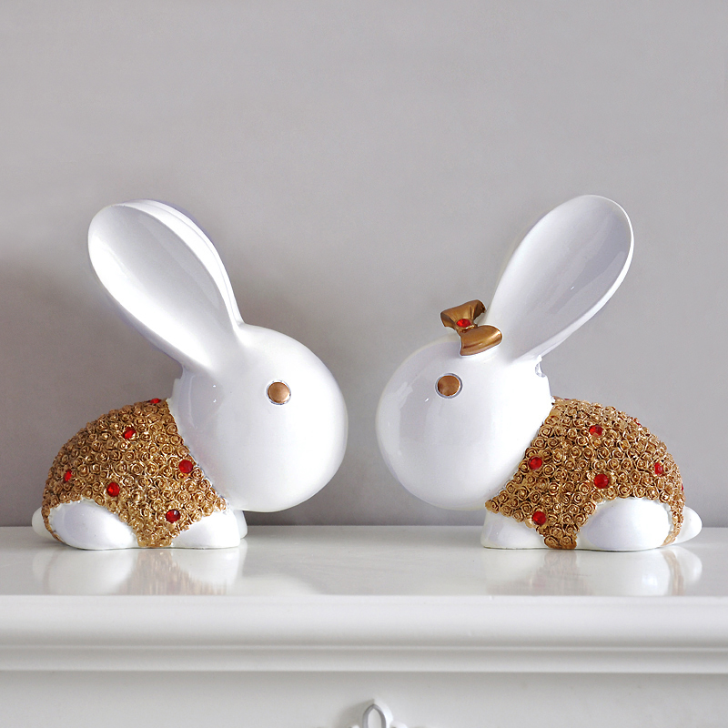 爆款 欧式树脂情侣兔子摆件 创意结婚闺蜜礼物 家居装饰工艺摆设