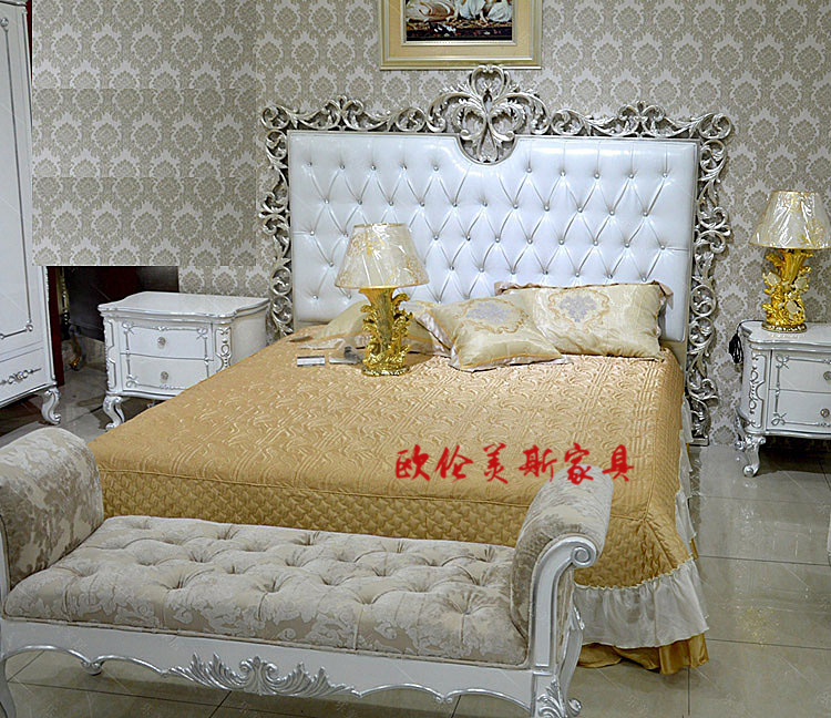 欧式床1.8米双人床 新古典公主床 卧室家具 布艺床简约实木床婚床