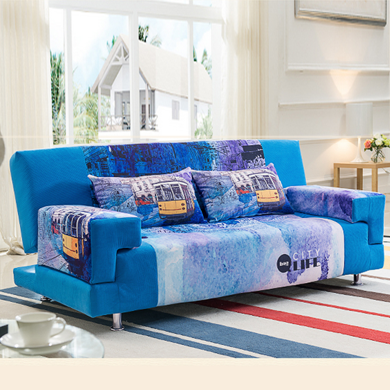 多功能折叠沙发床双人现代小户型客厅田园布艺沙发实木两用沙发床