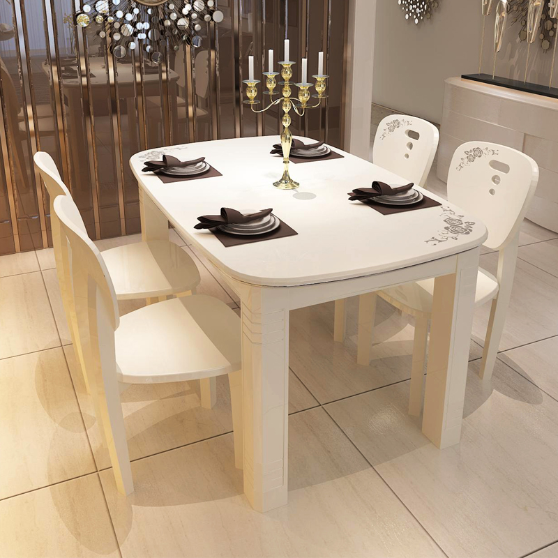 现代简约餐桌餐桌椅组合长方形4人6人大理石实木烤漆小户型饭桌