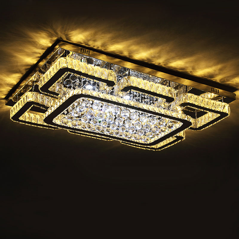 美式现代简约水晶灯客厅长方形大气led大厅吸顶灯卧室餐厅灯具1米