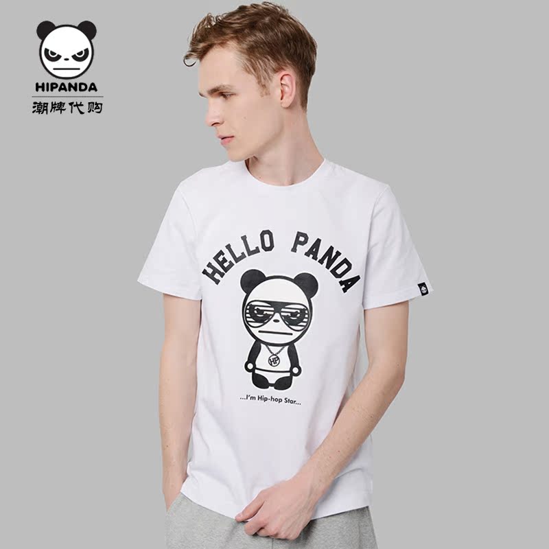 Hi Panda 你好熊猫 设计潮牌 2016夏季新款 眼镜圆领短袖T恤 男款