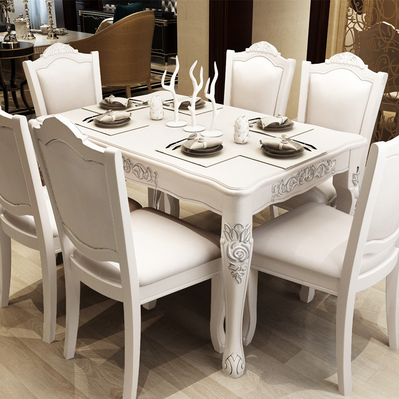 欧式餐桌椅组合长方形6人北欧大理石现代简约实木小户型饭桌