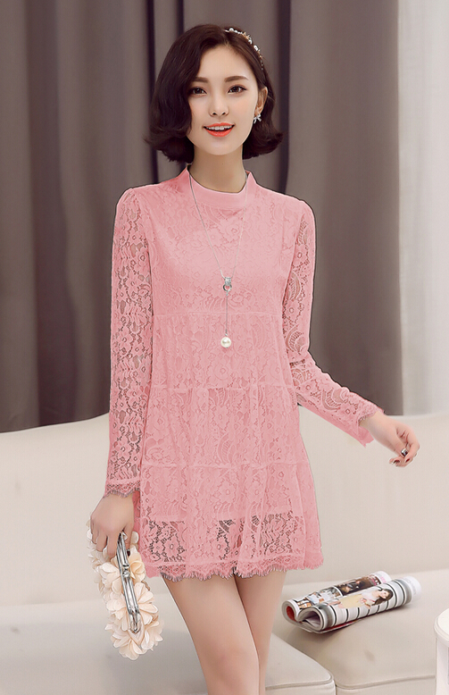 2016年春季新款蕾丝时尚优雅百搭气质韩版连衣裙