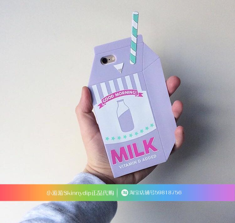 正品英国代购SKINNY DIP紫罗兰色牛奶盒装个性吸管IP5手机壳