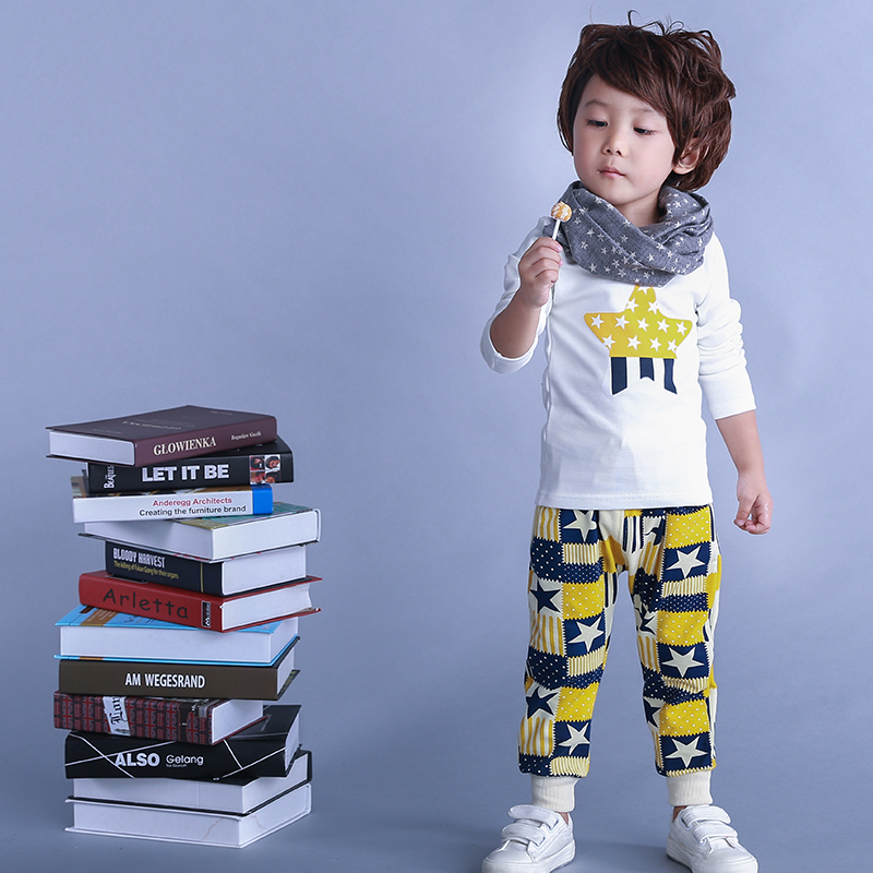 儿童套装2016新款长袖男孩纯棉卡通男童套装123-4周岁宝宝两件套