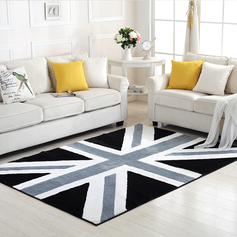 欧美灰色国旗大地毯客厅150*200cm定做茶几沙发毯定制卧室铺满