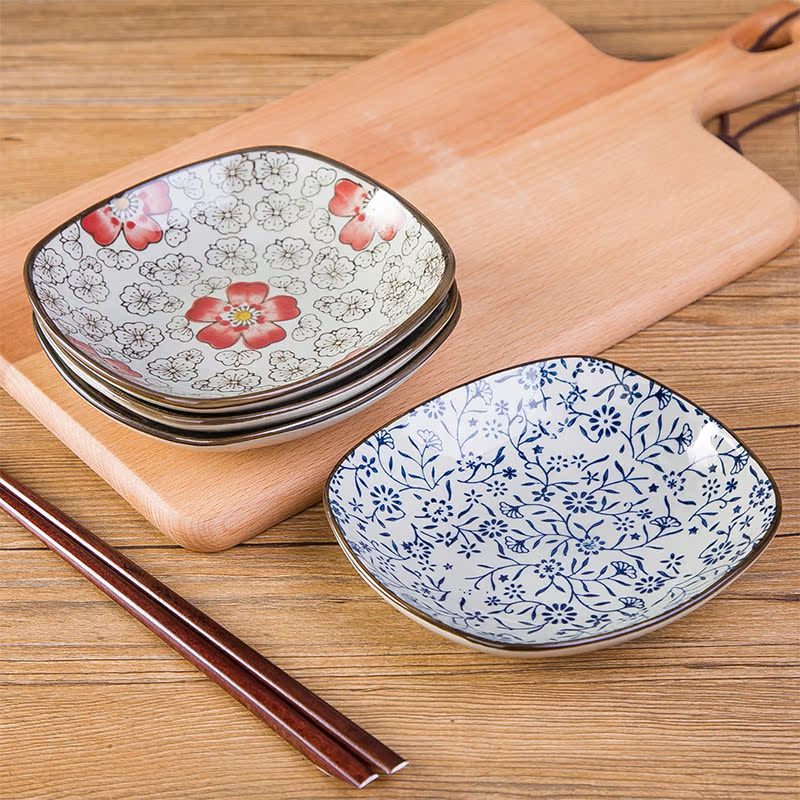 日式陶瓷餐具平盘正方盘 点心糕点盘创意碟子牛排盘寿司盘