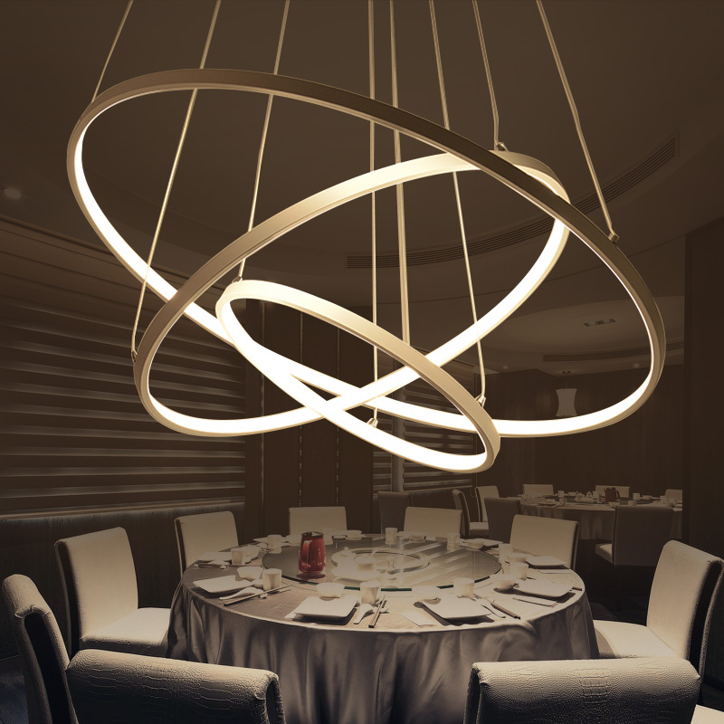 远顶 创意时尚LED餐厅灯简约圆环吊灯温馨后现代个性吧台餐吊灯具