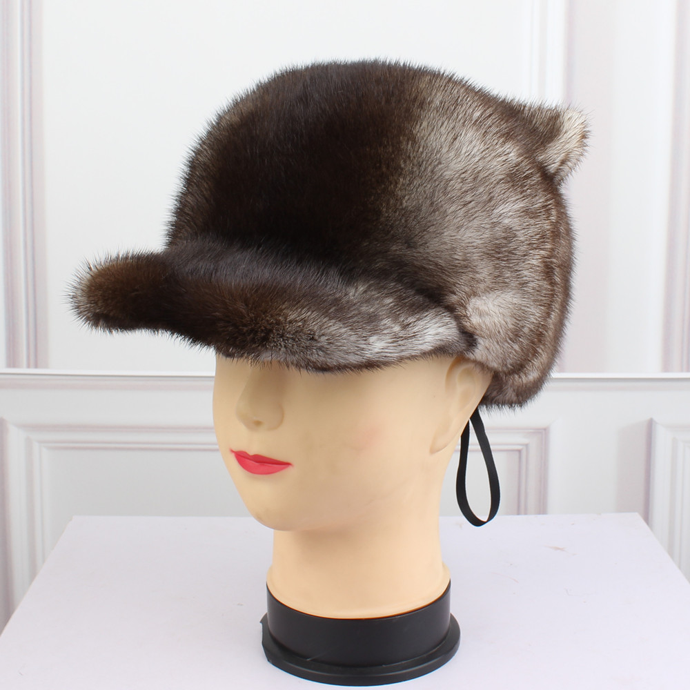 16新款整貂皮帽子冬季水貂毛保暖护耳皮草帽子可爱猫耳朵女士帽子